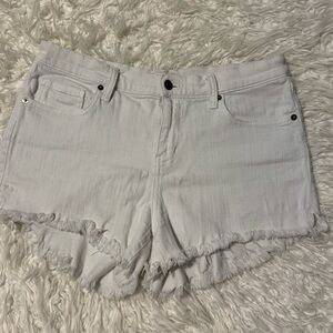 Pistola High Rise White Frayed Jean Shorts